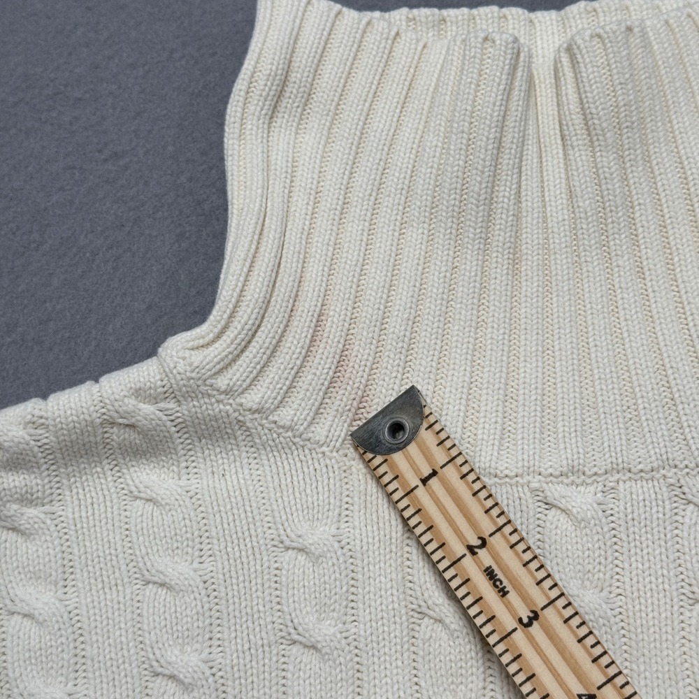 Tommy Hilfiger Sweater Women's XL Cream Cable Knit Cotton Turtleneck Classic Fit - Picture 7 of 8